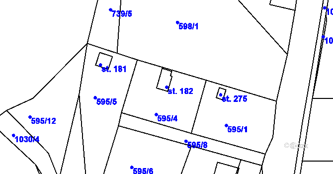 Parcela st. 182 v KÚ Svojkov, Katastrální mapa
