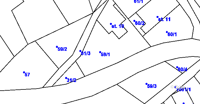 Parcela st. 59/1 v KÚ Svojkov, Katastrální mapa