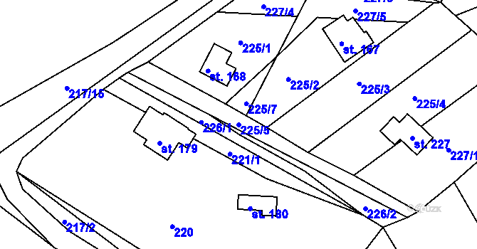 Parcela st. 225/5 v KÚ Svojkov, Katastrální mapa