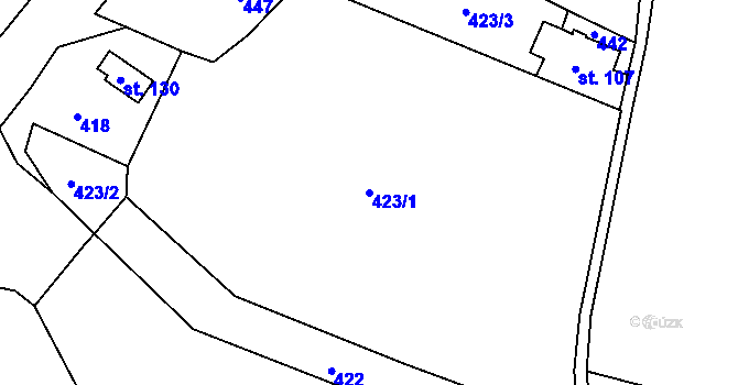 Parcela st. 423/1 v KÚ Svojkov, Katastrální mapa