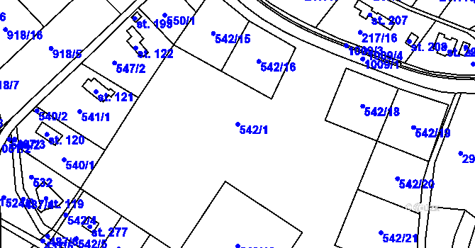 Parcela st. 542/1 v KÚ Svojkov, Katastrální mapa