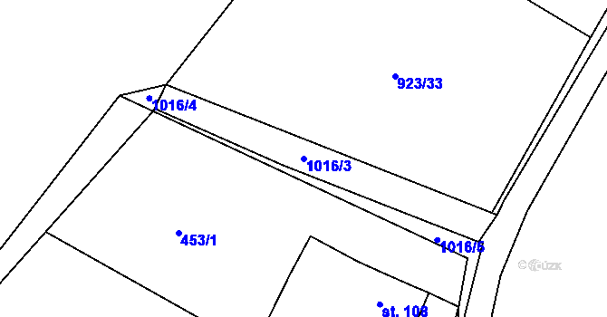 Parcela st. 1016/3 v KÚ Svojkov, Katastrální mapa