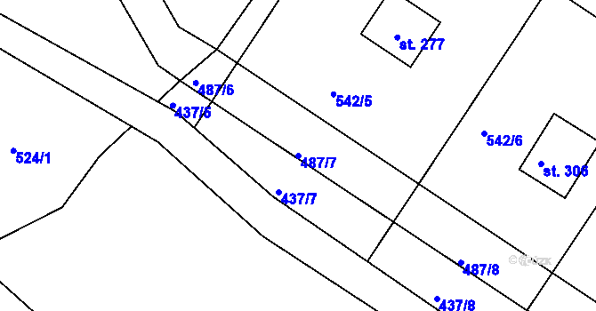 Parcela st. 487/7 v KÚ Svojkov, Katastrální mapa