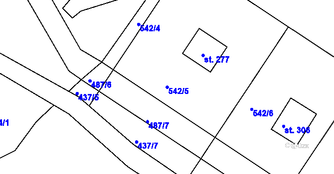 Parcela st. 542/5 v KÚ Svojkov, Katastrální mapa