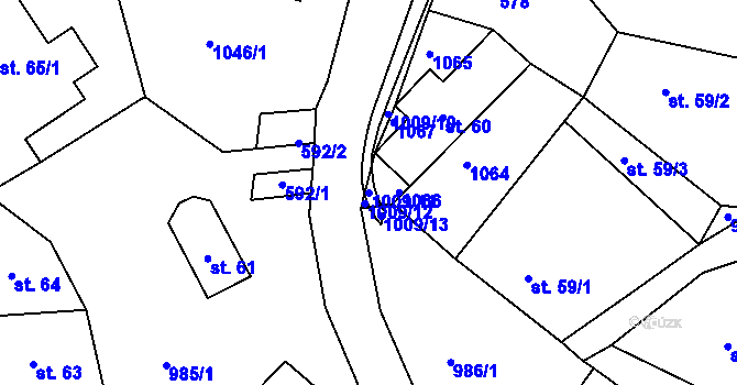 Parcela st. 1009/11 v KÚ Svojkov, Katastrální mapa