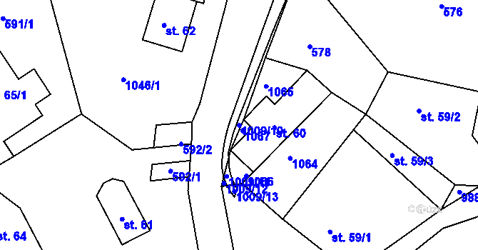 Parcela st. 1009/10 v KÚ Svojkov, Katastrální mapa
