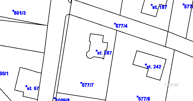 Parcela st. 287 v KÚ Svojkov, Katastrální mapa