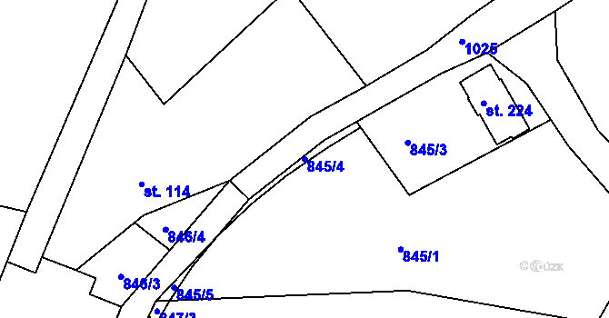 Parcela st. 845/4 v KÚ Svojkov, Katastrální mapa