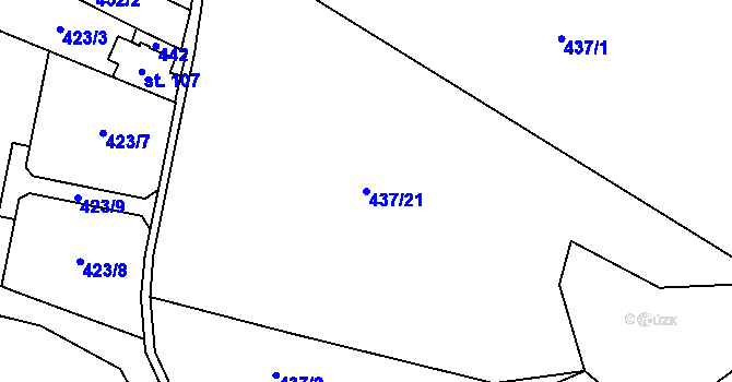 Parcela st. 437/21 v KÚ Svojkov, Katastrální mapa