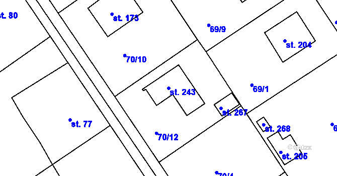 Parcela st. 243 v KÚ Svojkovice, Katastrální mapa