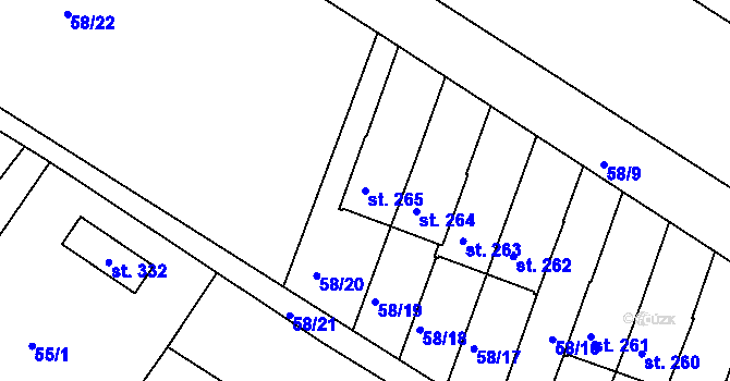 Parcela st. 265 v KÚ Svojkovice, Katastrální mapa