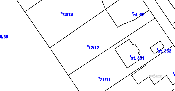 Parcela st. 72/12 v KÚ Svojkovice, Katastrální mapa
