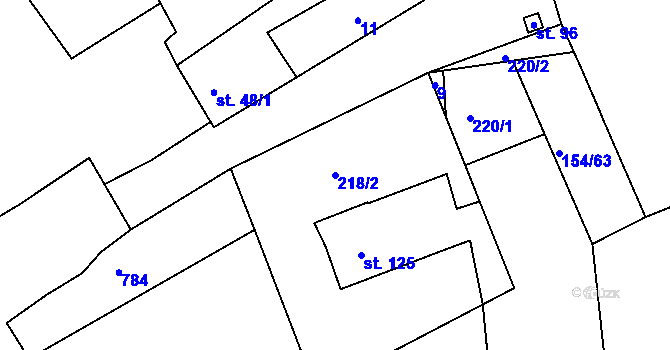 Parcela st. 218/2 v KÚ Svojkovice, Katastrální mapa