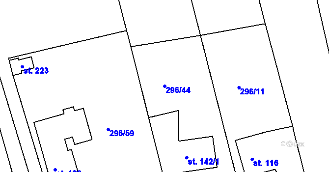 Parcela st. 296/44 v KÚ Svojkovice, Katastrální mapa