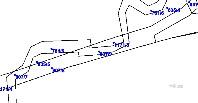 Parcela st. 807/9 v KÚ Svojkovice, Katastrální mapa