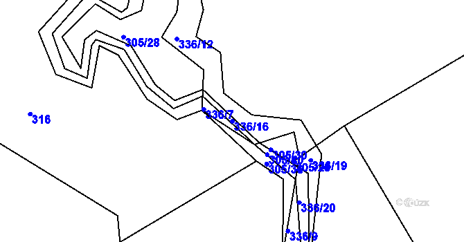 Parcela st. 336/16 v KÚ Svojkovice, Katastrální mapa