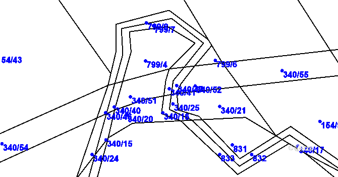 Parcela st. 340/41 v KÚ Svojkovice, Katastrální mapa