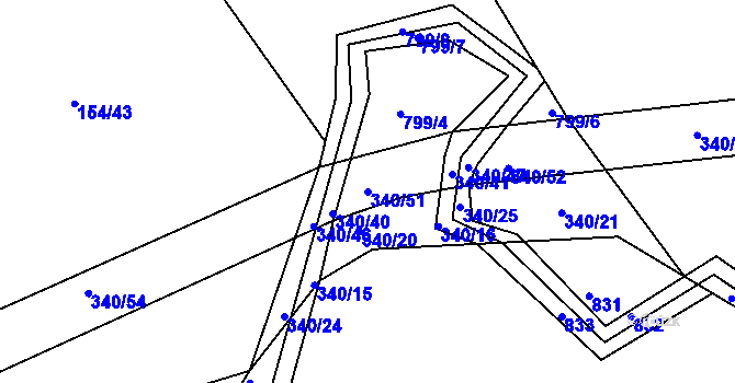 Parcela st. 340/51 v KÚ Svojkovice, Katastrální mapa