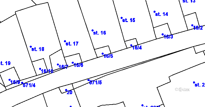 Parcela st. 16/5 v KÚ Svojkovice na Moravě, Katastrální mapa
