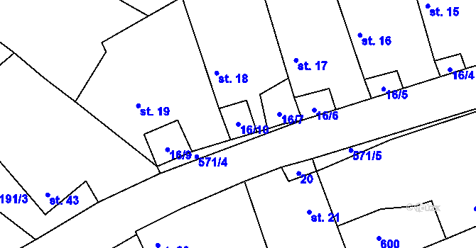 Parcela st. 16/10 v KÚ Svojkovice na Moravě, Katastrální mapa
