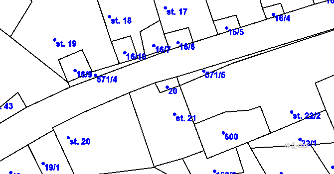 Parcela st. 20 v KÚ Svojkovice na Moravě, Katastrální mapa