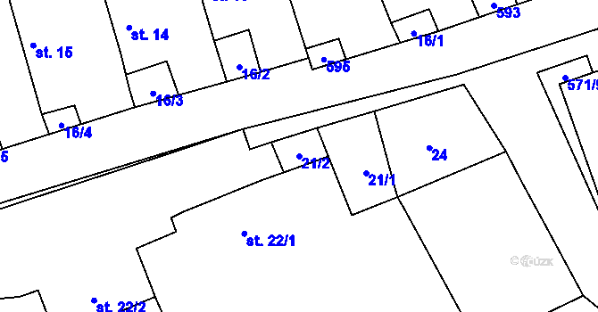 Parcela st. 21/2 v KÚ Svojkovice na Moravě, Katastrální mapa