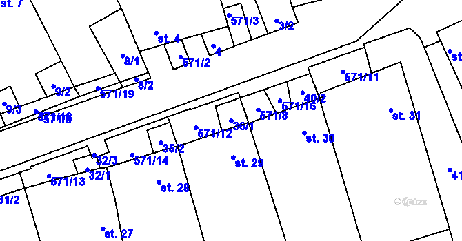 Parcela st. 36/1 v KÚ Svojkovice na Moravě, Katastrální mapa
