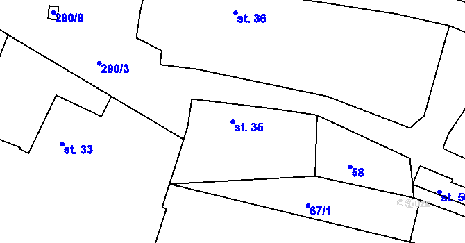 Parcela st. 35 v KÚ Krychnov, Katastrální mapa