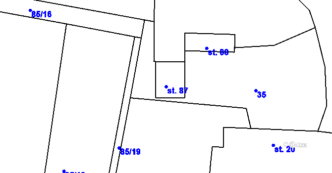 Parcela st. 87 v KÚ Krychnov, Katastrální mapa
