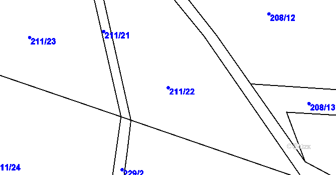 Parcela st. 211/22 v KÚ Krychnov, Katastrální mapa