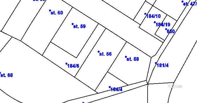 Parcela st. 56 v KÚ Poboří, Katastrální mapa