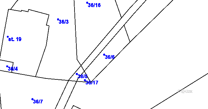 Parcela st. 36/6 v KÚ Kletice, Katastrální mapa