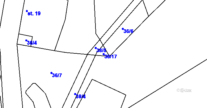 Parcela st. 36/17 v KÚ Kletice, Katastrální mapa