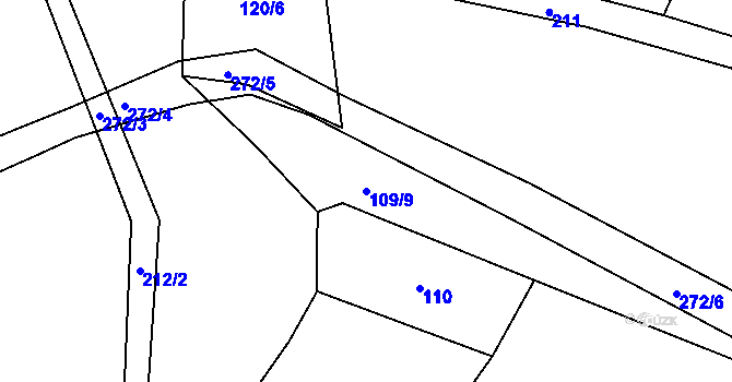 Parcela st. 109/9 v KÚ Kletice, Katastrální mapa