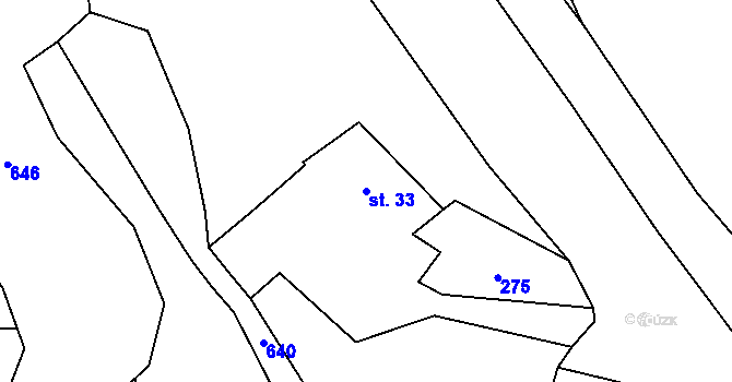 Parcela st. 33 v KÚ Nestrašovice, Katastrální mapa