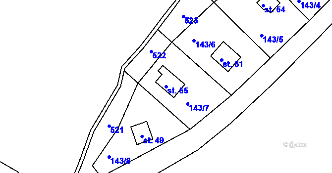 Parcela st. 55 v KÚ Nestrašovice, Katastrální mapa