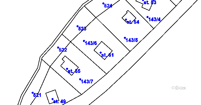 Parcela st. 61 v KÚ Nestrašovice, Katastrální mapa