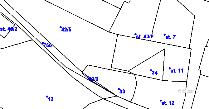 Parcela st. 42/3 v KÚ Nestrašovice, Katastrální mapa