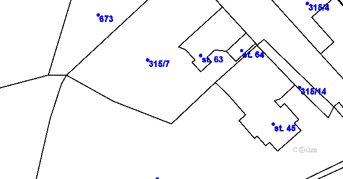 Parcela st. 315/6 v KÚ Nestrašovice, Katastrální mapa