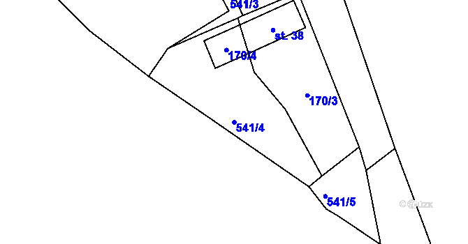 Parcela st. 541/4 v KÚ Nestrašovice, Katastrální mapa