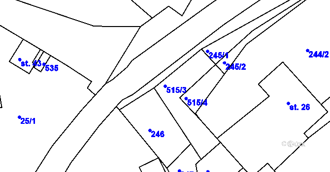 Parcela st. 515/3 v KÚ Svojšice, Katastrální mapa
