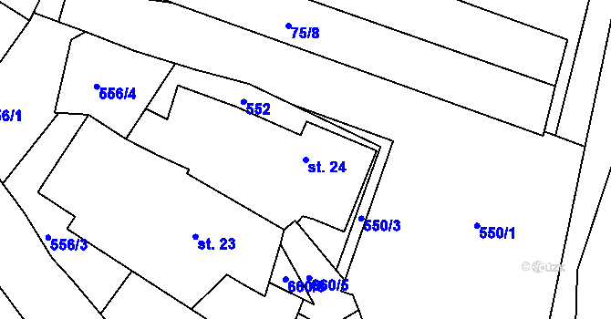 Parcela st. 24 v KÚ Tušovice, Katastrální mapa