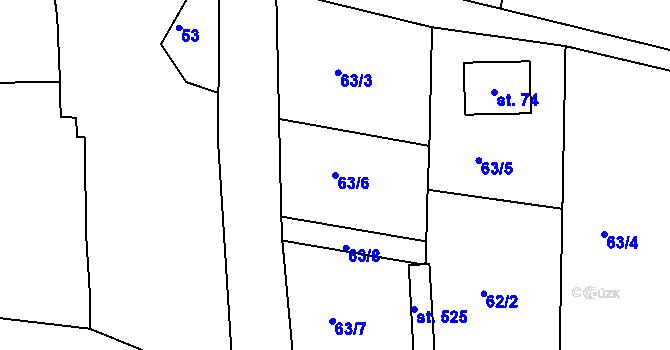 Parcela st. 63/6 v KÚ Tušovice, Katastrální mapa