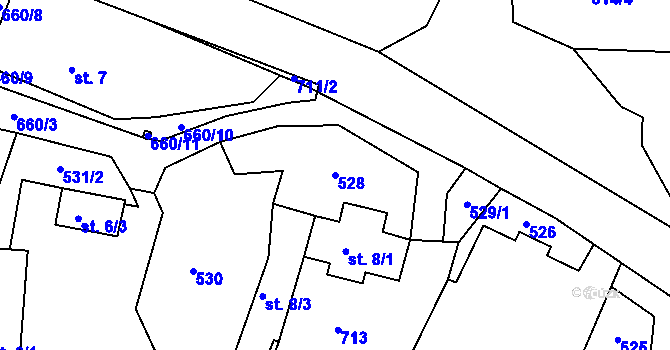 Parcela st. 528 v KÚ Tušovice, Katastrální mapa