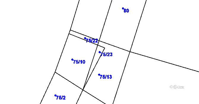 Parcela st. 75/23 v KÚ Tušovice, Katastrální mapa