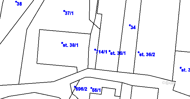 Parcela st. 714/1 v KÚ Tušovice, Katastrální mapa