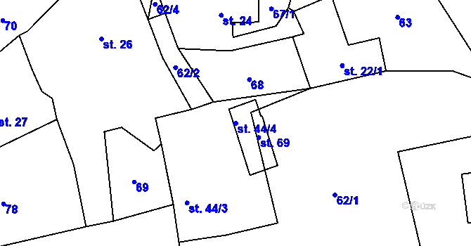 Parcela st. 44/4 v KÚ Svojšice u Sušice, Katastrální mapa