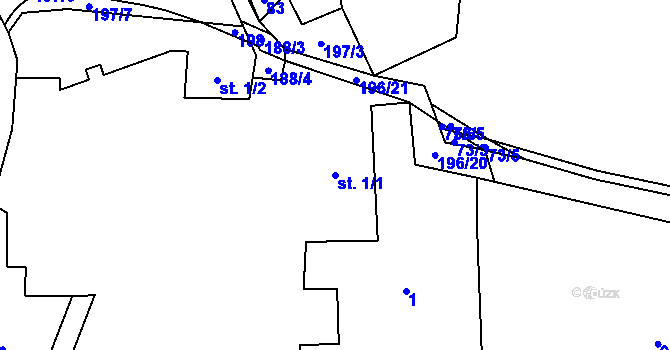 Parcela st. 1/1 v KÚ Žikov, Katastrální mapa