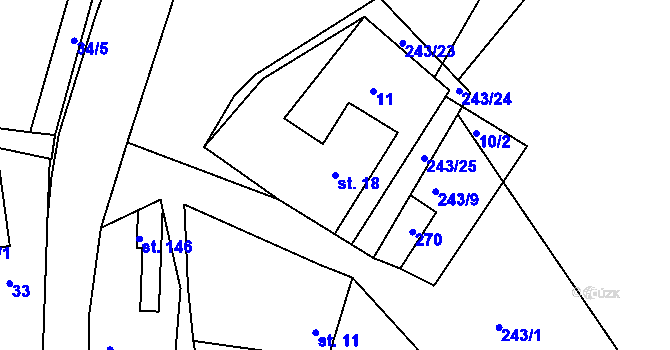 Parcela st. 18 v KÚ Svojšice u Choltic, Katastrální mapa
