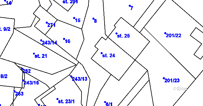 Parcela st. 24 v KÚ Svojšice u Choltic, Katastrální mapa
